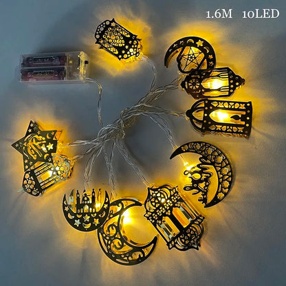Ramadan Star Moon Castle LED String Lights Eid Mubarak Gift Islam Muslim Ramadan Kareem Decorations for Home Eid al-Fitr Party