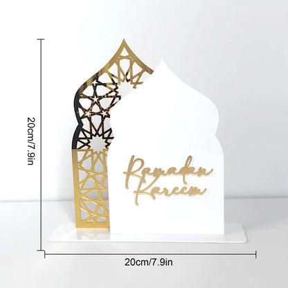 1pc Elegant Acrylic Ramadan Kareem Tabletop Decor, 3D Mosque Design, Reflection Surface, Muslim Holiday Home Decoration