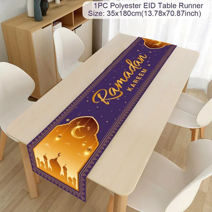 Ramadan Table Runner Eid Mubarak Decor For Home 2025 Tablecloth Islamic Muslim Party Supplies Ramadan Kareem Eid Al-Fitr Gifts