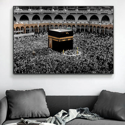 Abstract Muslim Kaaba Mecca Wall Picture Canvas Painting Wall Art Golden Art Posters Prints for Living Room Office Decoration