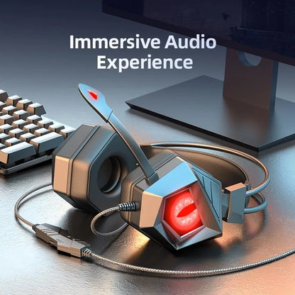 3.5mm USB Wired Controlled Headset Dragon Eyes Luminous Gaming Cute Cat Ear Headworn Computer Earphones with Mic  For PC Laptop