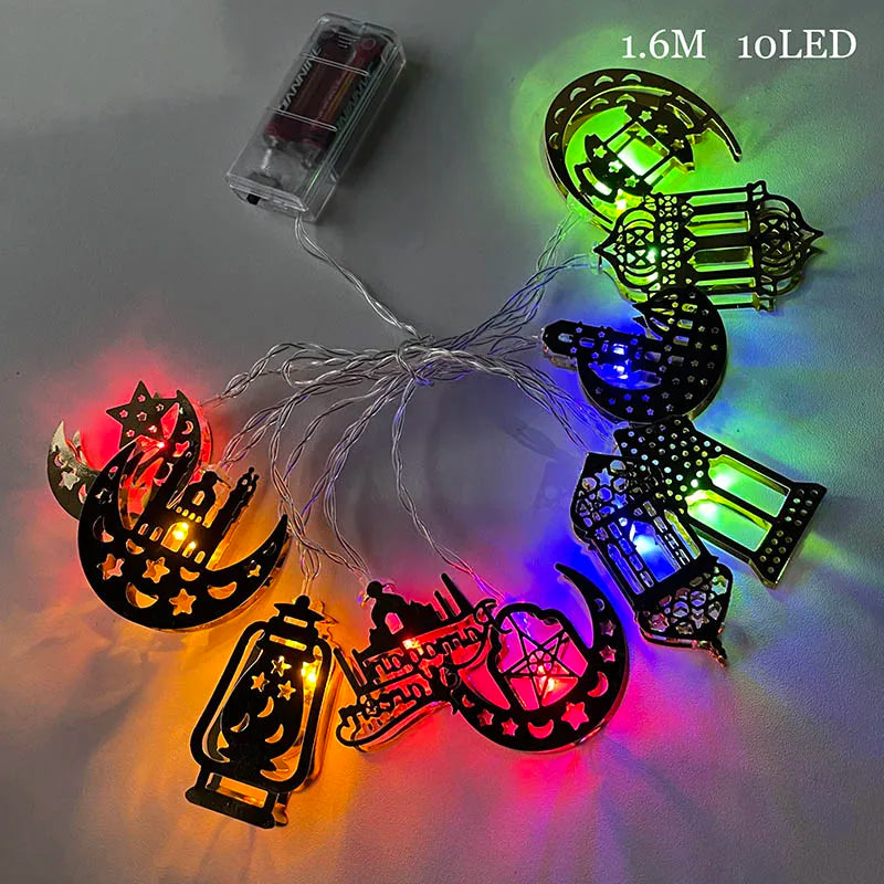 Ramadan Star Moon Castle LED String Lights Eid Mubarak Gift Islam Muslim Ramadan Kareem Decorations for Home Eid al-Fitr Party