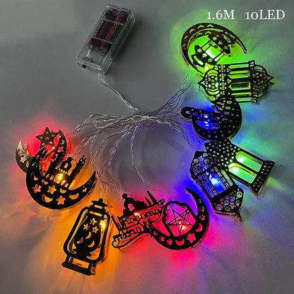 Ramadan Star Moon Castle LED String Lights Eid Mubarak Gift Islam Muslim Ramadan Kareem Decorations for Home Eid al-Fitr Party