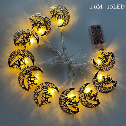 Ramadan Star Moon Castle LED String Lights Eid Mubarak Gift Islam Muslim Ramadan Kareem Decorations for Home Eid al-Fitr Party