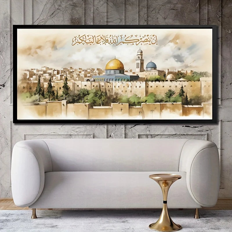 Canvas Print Posters Islamic Mosque Dome Rock Temple Canvas Wall Art Paintings Artwork Living Room Bedroom Hallway Wall Decor