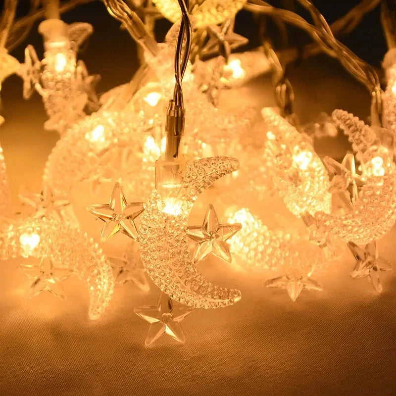1.5M 10LED EID Mubarak LED String Lights Islam Muslim Festival Party Moon Star Castle Lantern Ramadan Home Decoration 2026 New