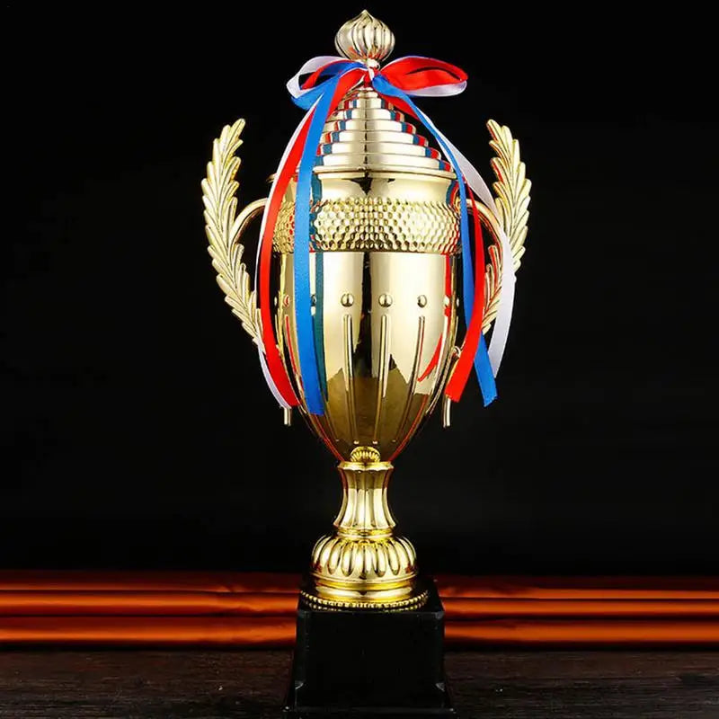 Large Gold Trophy Cup Trophy Colorful Ribbon Gold Award For Sports Tournaments Competitions Soccer Football League Match