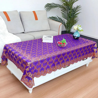 Europe and America Waterproof Lace Tablecloth Wash-Free Bronzing Dining Decoration Soft Dust-Proof Table Cover for Holiday Party