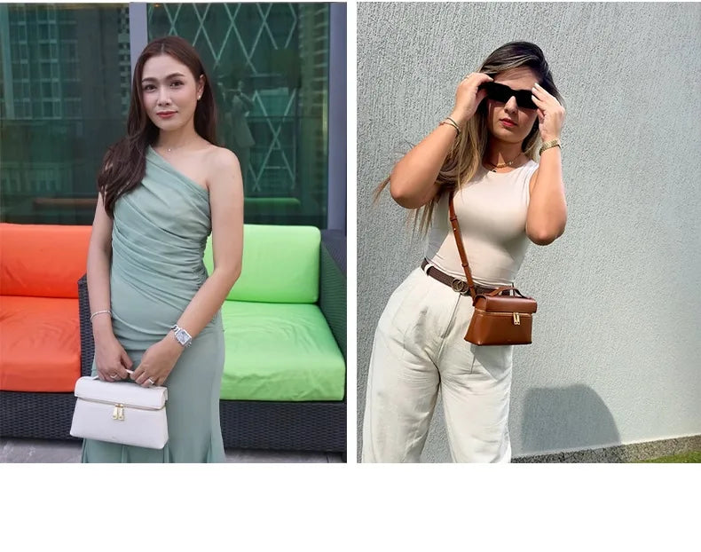 JWPEI Box-Shaped Cross-Border Shoulder Bag Small Niche Design Handbag Diagonal Bag Leather Handbag for Daily Matching