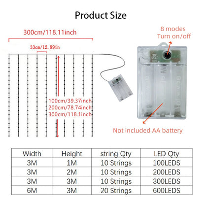 Ramadan Decoration for Home Battery Power LED Curtain Light String Wedding Birthday Party Decor 2026 Valentine's Day Eid Mubarak