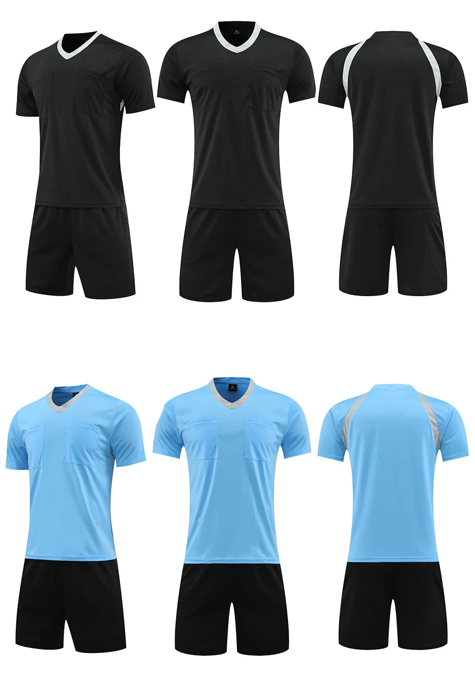 Professional Referee Jersey Set Custom Adult Soccer Jersey Set Football Referee Uniform Men Training Set Foot Team Shirt