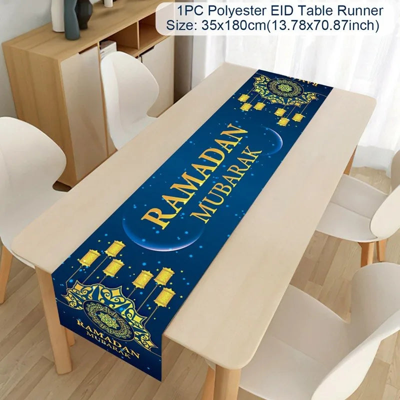 Ramadan Table Runner Eid Mubarak Decor For Home 2025 Tablecloth Islamic Muslim Party Supplies Ramadan Kareem Eid Al-Fitr Gifts