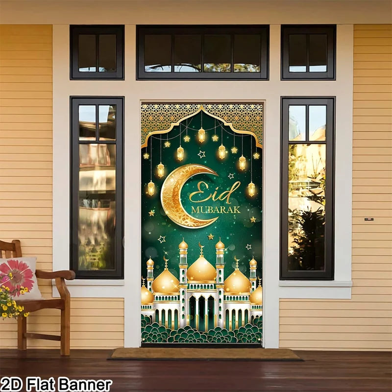 Eid Mubarak Door Decor Ramadan Kareem Banner Flag Ramadan Decorations For Home 2026 Islamic Muslim Party Decor Eid Al-Fitr Gifts