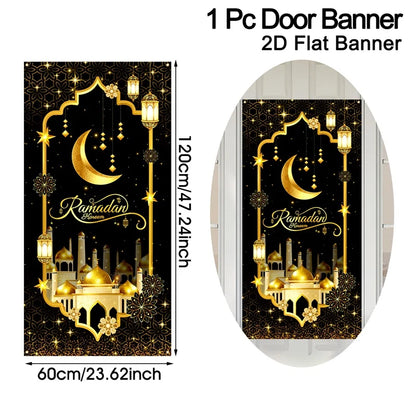 Eid Mubarak Door Decor Ramadan Kareem Banner Flag Ramadan Decorations For Home 2026 Islamic Muslim Party Decor Eid Al-Fitr Gifts
