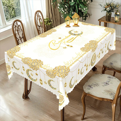 Ramadan Mubarak Star Moon Lanterns Waterproof Tablecloth Table Decor Eid Al Fitr Kitchen Dining Tablecloth Ramadan Decorations