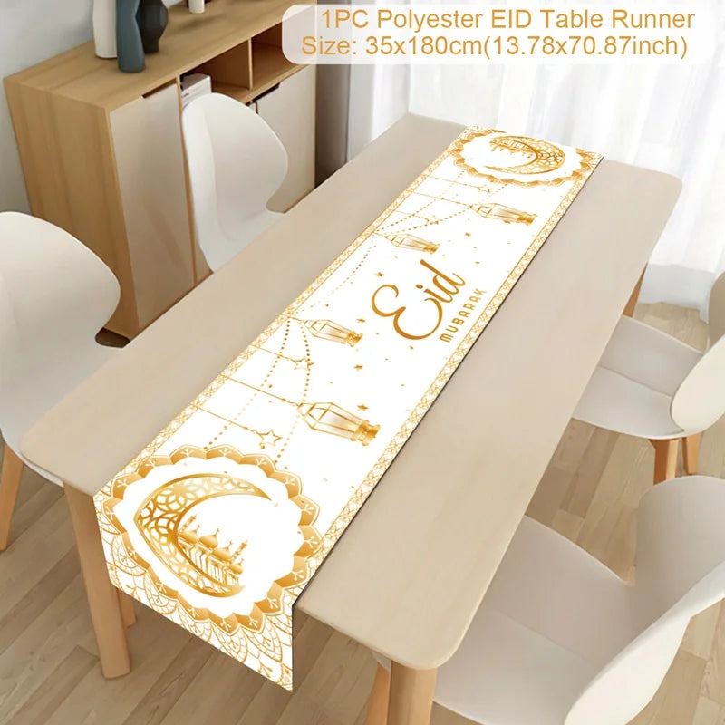Ramadan Table Runner Eid Mubarak Decor For Home 2025 Tablecloth Islamic Muslim Party Supplies Ramadan Kareem Eid Al-Fitr Gifts