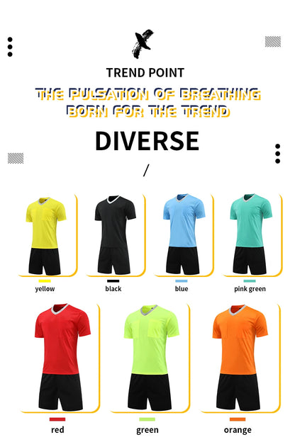 Professional Referee Jersey Set Custom Adult Soccer Jersey Set Football Referee Uniform Men Training Set Foot Team Shirt
