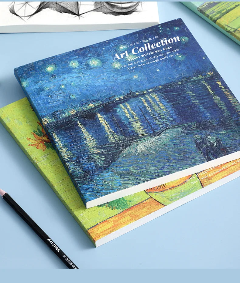 20K Van Gogh Oil Painting Sketch Book Hand Ledger Thickened with 80 Blank Student Art Drawing Special Sketching Book