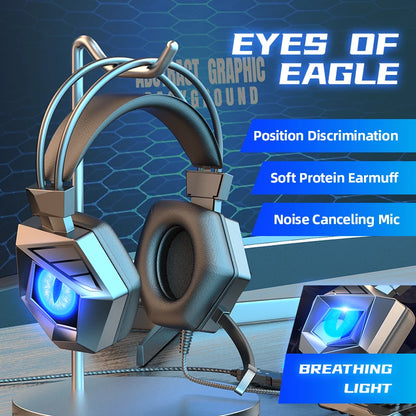 Professional Led Light Wired Gaming Headphones With Microphone For Computer PS4 PS5 Xbox Bass Stereo PC Gaming Headset Gifts