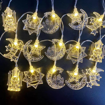 1.5M 10pcs LED Lights Ramadan Theme String Light Indoor and Outdoor Atmosphere Home Decor Hanging Eid Celebration Party Supplies