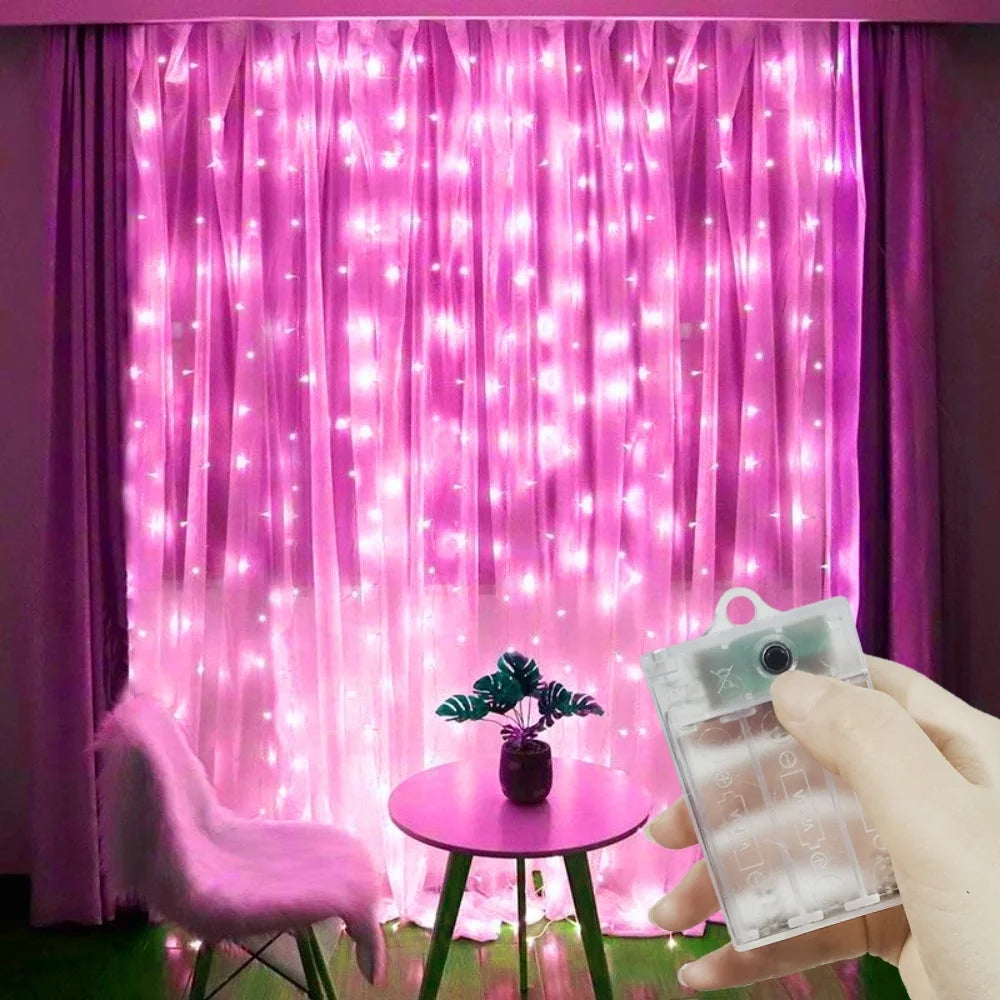 Ramadan Decoration for Home Battery Power LED Curtain Light String Wedding Birthday Party Decor 2026 Valentine's Day Eid Mubarak