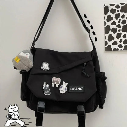 Shoulder Bag Large Capacity Crossbody Bag Retro Workwear Postman Bags for Women Nylon Handbags