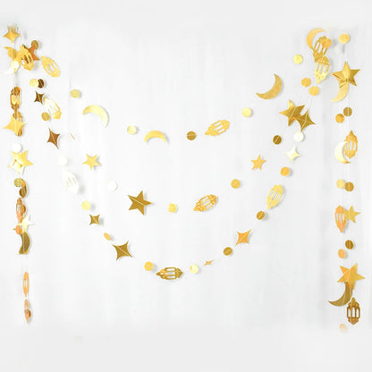 13Ft Iridescent Ramadan EID Mubarak Banner Decorations Hanging Star Moon Lamp Garlands Ramadan Mubarak Home Decor Birthday Party