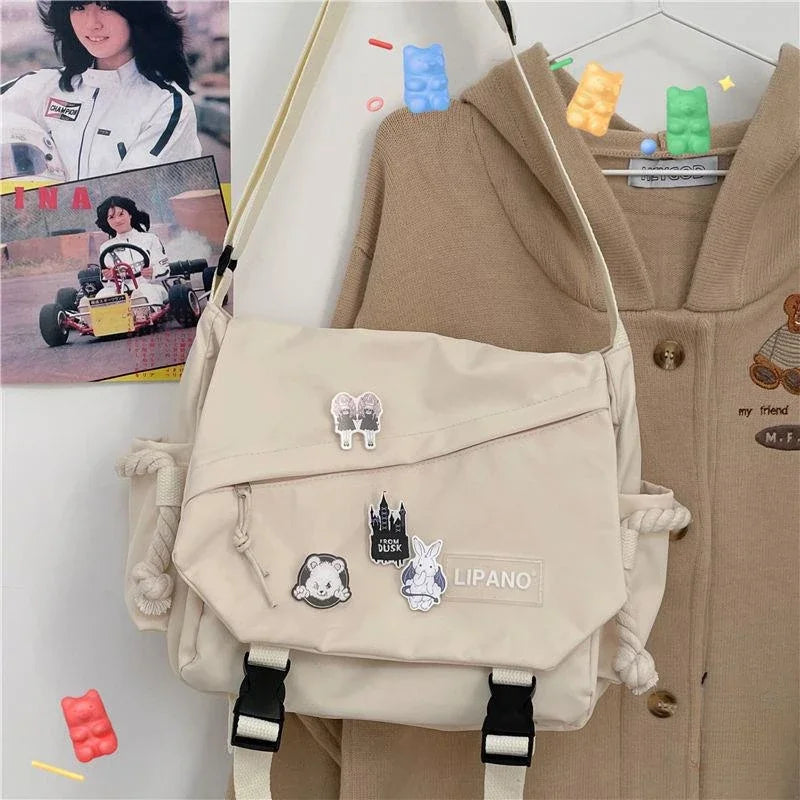 Shoulder Bag Large Capacity Crossbody Bag Retro Workwear Postman Bags for Women Nylon Handbags