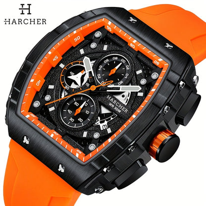 H Men Wristwatches, High-Accuracy Quartz Movement, Silicone Band, Waterproof, Calendar, Multi-Functional Design, Men's Dress Watches