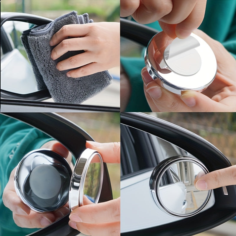 2pcs Car Rearview Mirror High-definition Round Mirror 360-degree Adjustable Blind Spot Mirror Wide-angle Mirror, Increase Safety In The Car