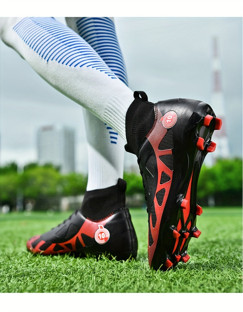 Professional Soccer Cleats, Football Shoes With Long Nail, Non-slip Breathable High Top Fashion Athletic Sneakers