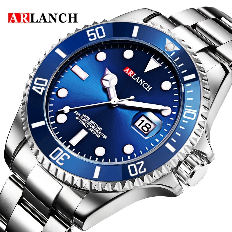 ARLANCH New Fashion Brand Men's Stainless Steel Watches Luminous Male Quartz Watches Calendar Sports Men's Business Watches