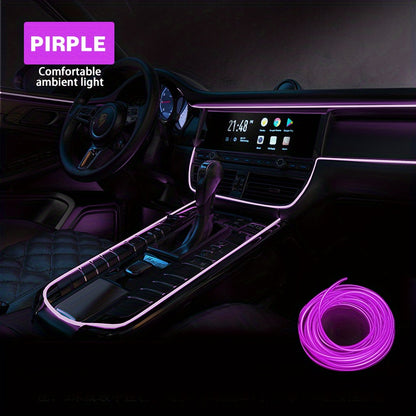 Automobile interior LED decorative lights, EL neon light strips, ambient lighting, modern car decoration, flexible LED light strips, long-lasting illumination, LED mood lighting, for night drivers, a must-have for car owners.