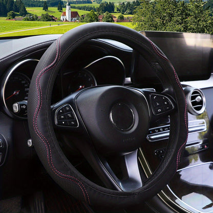 Luxurious PU Leather Steering Wheel Cover - 3D Comfort, No Inner Ring, Car Accessories Christmas Gift