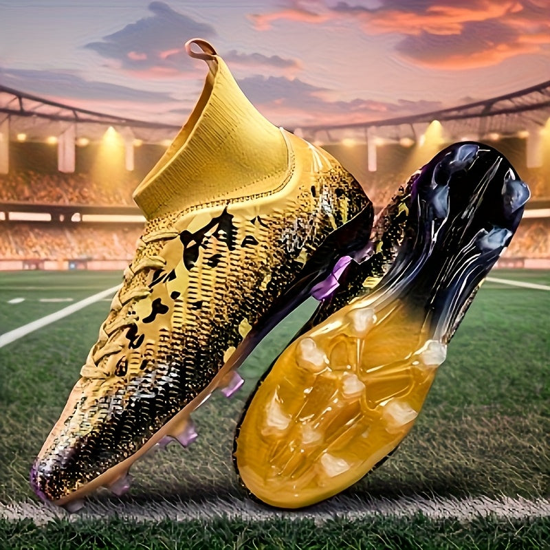 Men's Football Cleats - Lightweight Breathable Training & Match Soccer Shoes with Turf/Ground Studs, Pink/Black/White Color Options, PU Upper & Rubber Sole for All-Season Indoor/ Play, Lace-Up Clekets, Soccer Boots, Soccer Cl