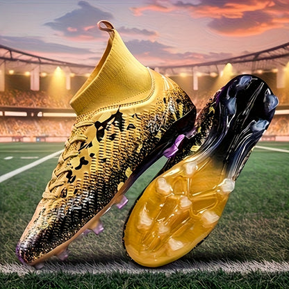 Men's Football Cleats - Lightweight Breathable Training & Match Soccer Shoes with Turf/Ground Studs, Pink/Black/White Color Options, PU Upper & Rubber Sole for All-Season Indoor/ Play, Lace-Up Clekets, Soccer Boots, Soccer Cl
