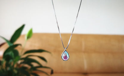 925 Silver Necklace Female Ins Simple Aurora Gradient Moonstone