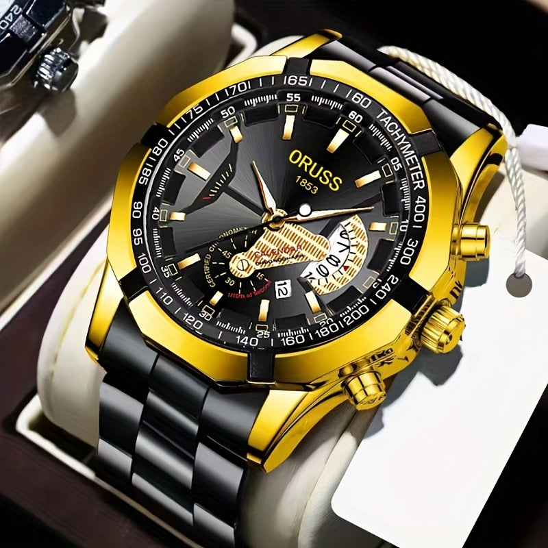 Authentic Mens Business Sports Watch - Radiant Luminous Dial with Dual Calendar - Domineering & Stylish - High-Grade Korean Design - Minimalist yetSophisticated
