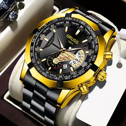 Authentic Mens Business Sports Watch - Radiant Luminous Dial with Dual Calendar - Domineering & Stylish - High-Grade Korean Design - Minimalist yetSophisticated