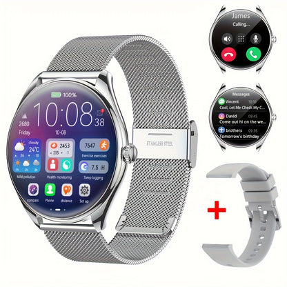 Ultra Thin Smartwatch For Men And Women Gift, 3.63 Cm Full Touch Screen With SMS And Make/Answer Call, For Android/IPhone, Fitness Activity Tracking Watch, Many Sport Modes, Pedometer, Distance, 100+ Exercise Modes