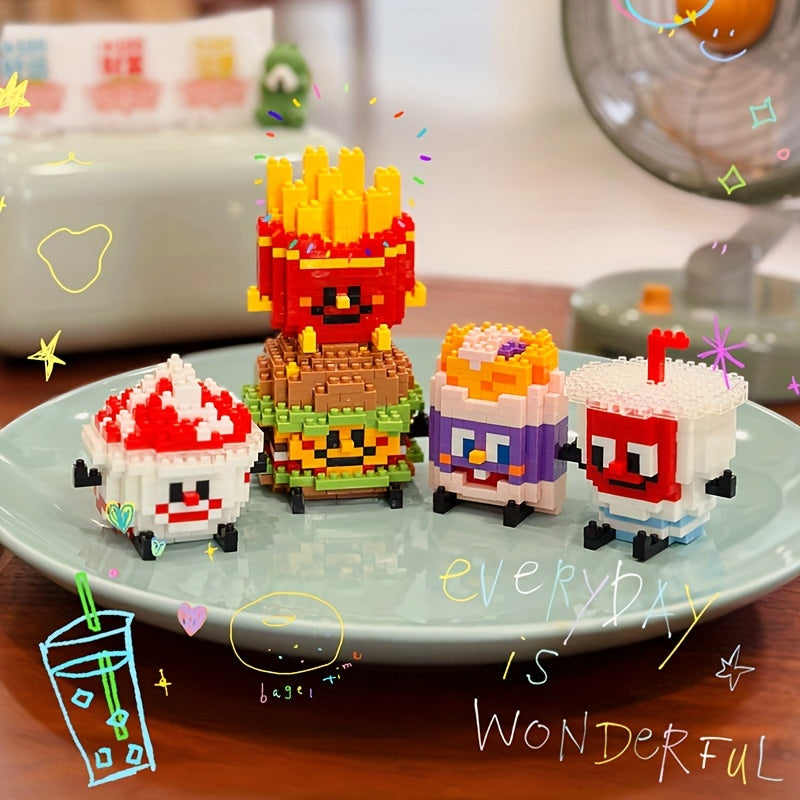 12pcs Micro Building Blocks Gift Box Set, Happy Food And Play Series, Fruit Three-dimensional Food Dynamic Puzzle Assembled Toys, Desktop Decoration Ornaments Gifts Easter Gift