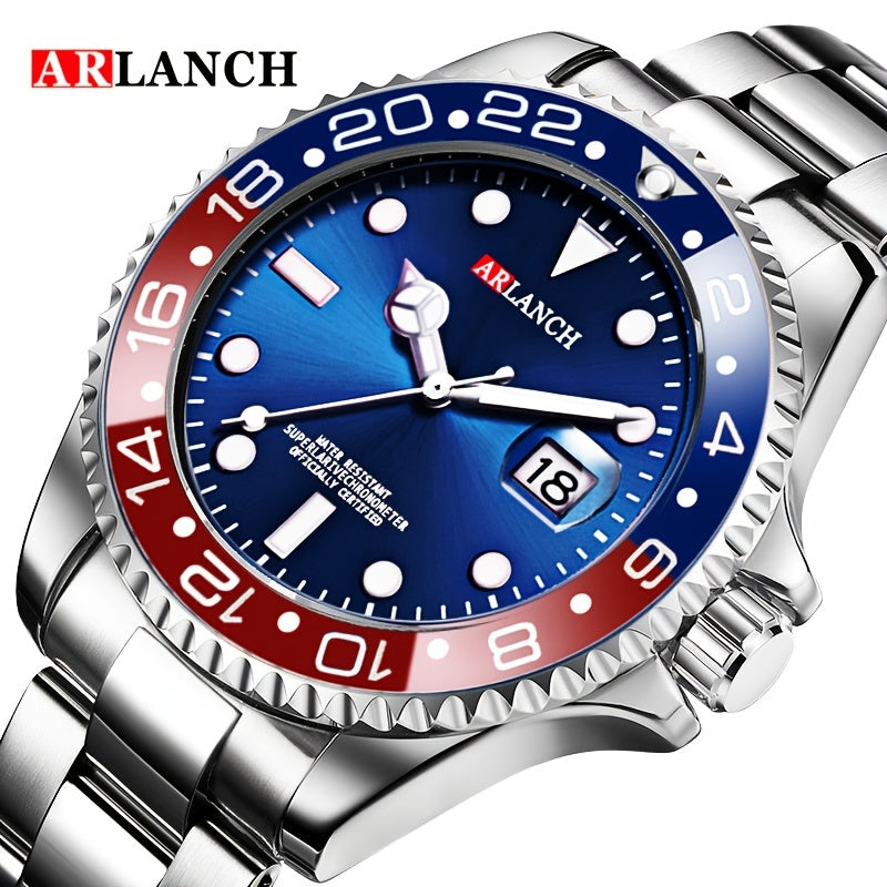 ARLANCH New Fashion Brand Men's Stainless Steel Watches Luminous Male Quartz Watches Calendar Sports Men's Business Watches