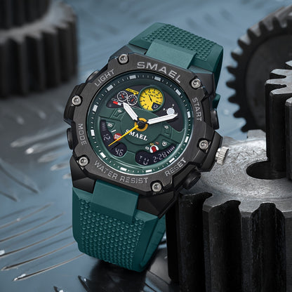 SMAEL Racing Dashboard Design Outdoor Sports Watch - LED Stopwatch Quartz - For Men & Women - Suitable for Sports & Outdoor Activities - Perfect Gift for Adventurers & Sports Enthusiasts