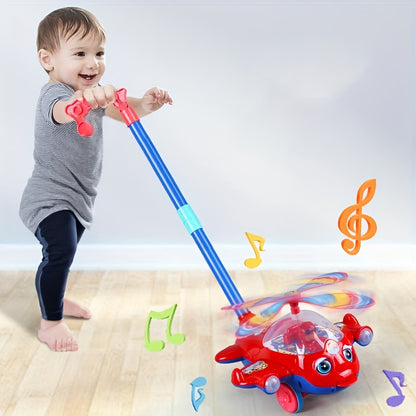 TUSEANG Carts Toys, Walking Training Carts, Aircraft Carts, With Blinking Eyes, Bell Sound, Tongue Hanging Out Available