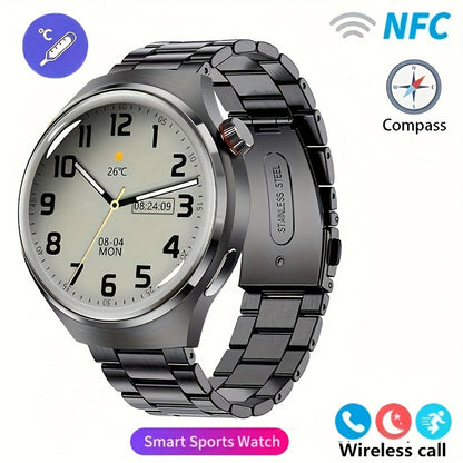2024 New NFC Smart Watch Men Watch 4 Pro AMOLED 360*360 HD Screen AI Voice Wireless Call Smart Watch For Men Motion Trajectory Compass Smartwatch Men Sports Fitness Watches