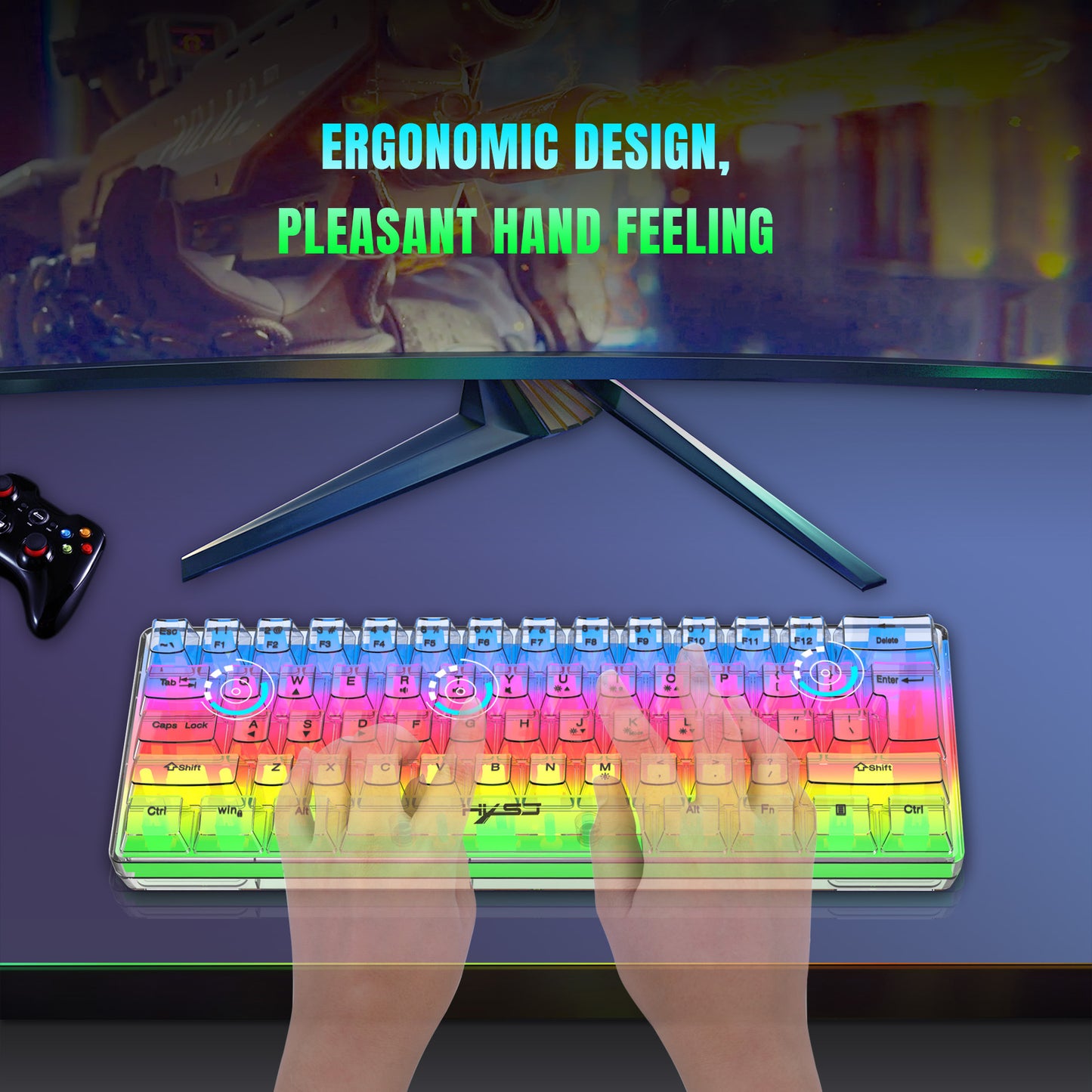 Wired Membrane Keyboard Fully Transparent Gaming Keyboard