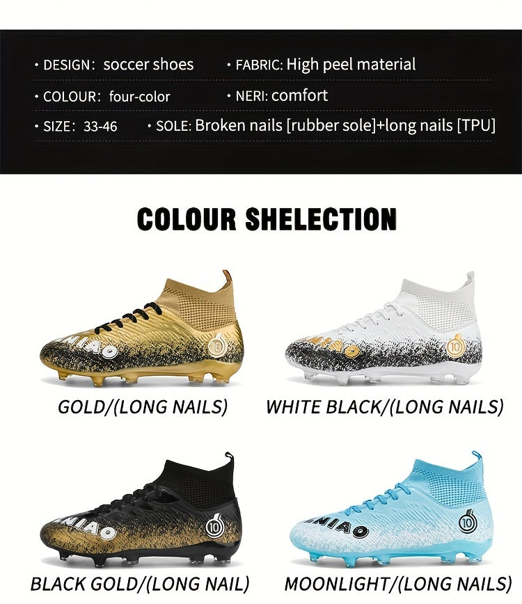 Foreign Trade Large Size High Top Football Shoes Men's Long Nail Competition Special Training Shoes Professional Football Shoes