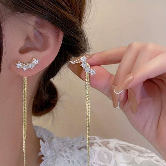 Five-pointed Star Tassel Chain Long Earrings Female Party Jewelry Gift