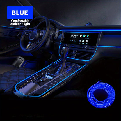 Automobile interior LED decorative lights, EL neon light strips, ambient lighting, modern car decoration, flexible LED light strips, long-lasting illumination, LED mood lighting, for night drivers, a must-have for car owners.