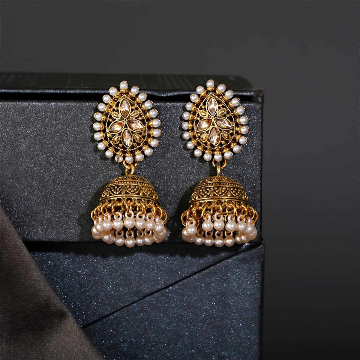 Stunning Bollywood-Inspired Drop Earrings - Women Jewelry - Retro Flower and Lantern Design, Golden or Silvery Finish, Daily Outfit and Party Accessories with Unique Style